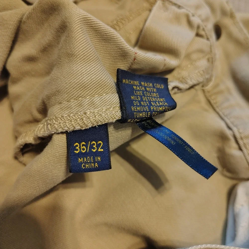Polo Ralph Lauren Mens Authentic Dungarees Khaki Tan Twill Pants 36x32